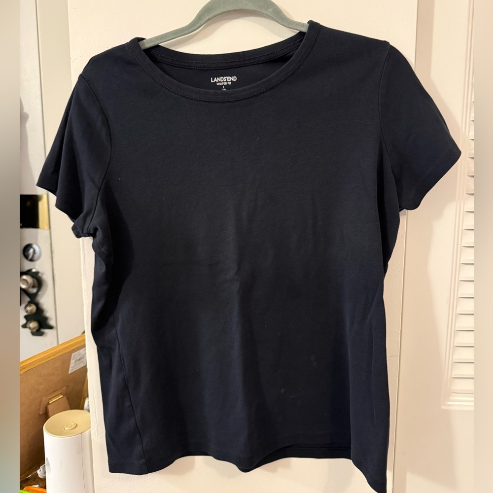 Lands' End Women's Shaped Black T-shirt - L